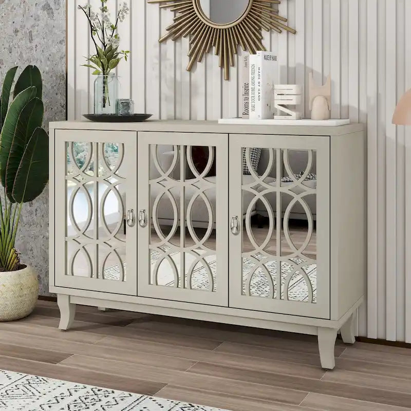 Bahut/Cabinet Champagne/Noir Mirroir 3 Portes pour 1 Personne
