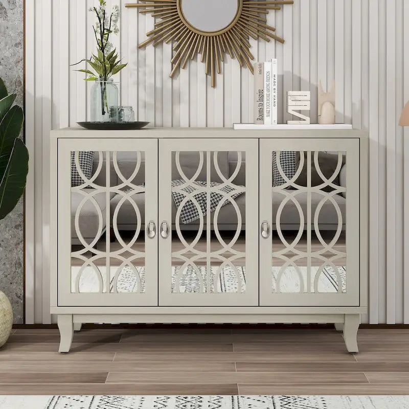 Bahut/Cabinet Champagne/Noir Mirroir 3 Portes pour 1 Personne
