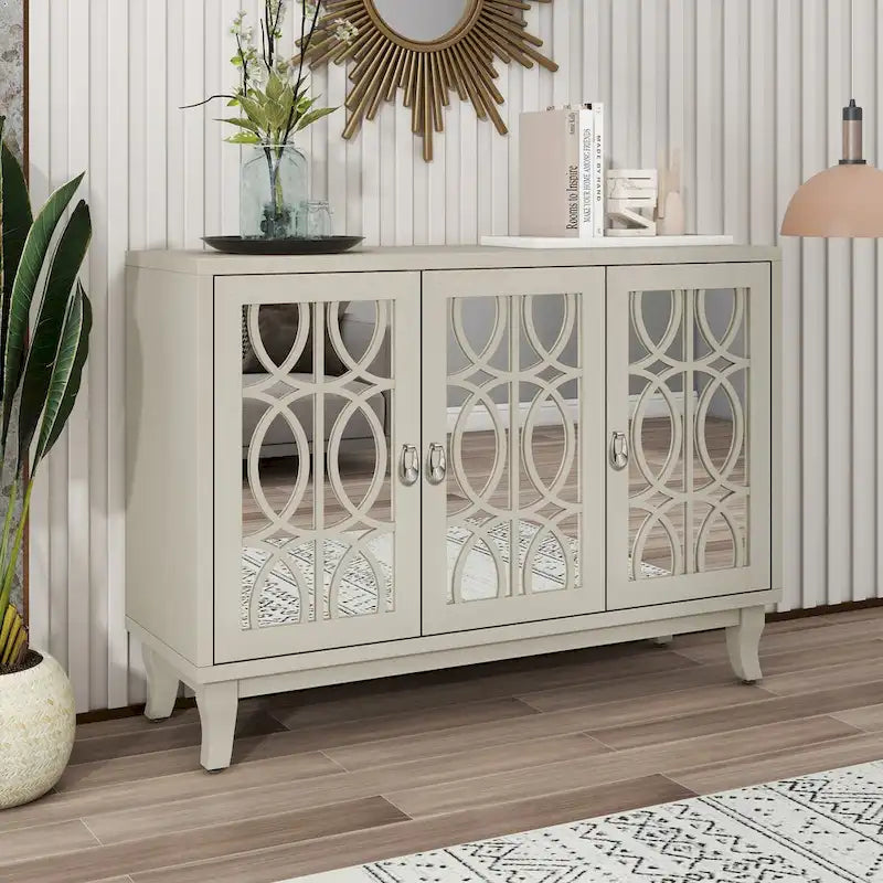 Bahut/Cabinet Champagne/Noir Mirroir 3 Portes pour 1 Personne