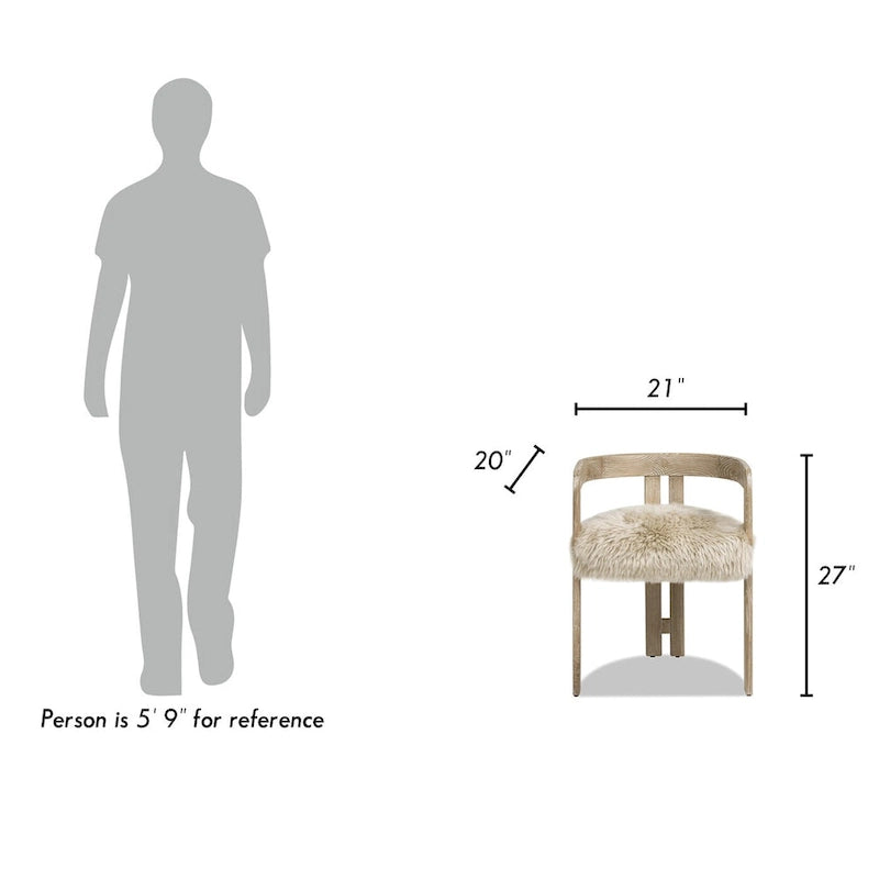Chaise de salle à manger en peau de mouton beige – Une seule