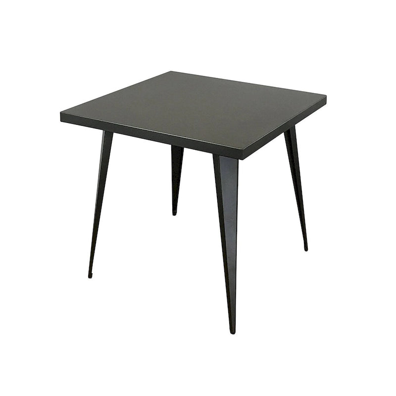 Table à manger carrée en métal gris/blanc avec pieds en métal, 4 places