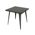 Table à manger carrée en métal gris/blanc avec pieds en métal, 4 places