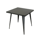 Table à manger carrée en métal gris/blanc avec pieds en métal, 4 places