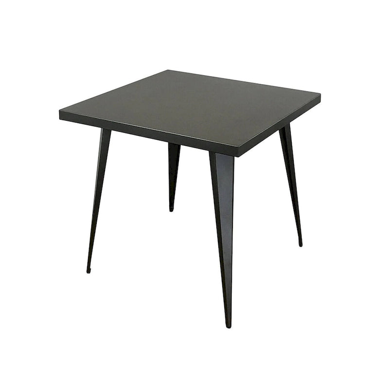 Table à manger carrée en métal gris/blanc avec pieds en métal, 4 places