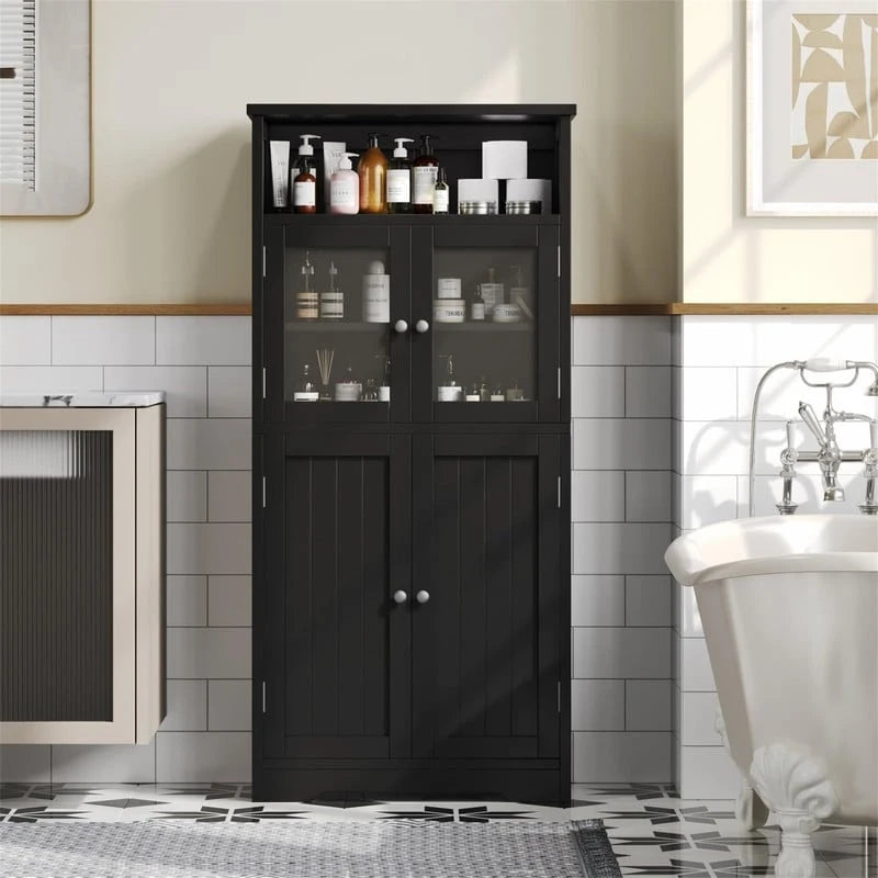 Armoire de rangement de salle de bain noire / blanche / marron / naturelle — Autonome, pour 1 personne