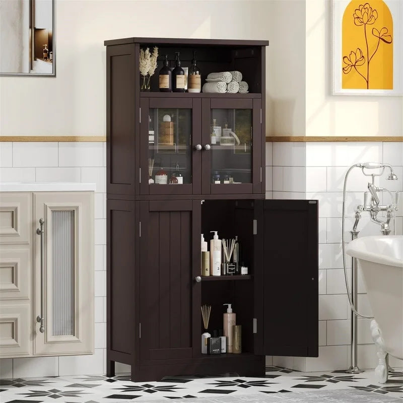 Armoire de rangement de salle de bain noire / blanche / marron / naturelle — Autonome, pour 1 personne