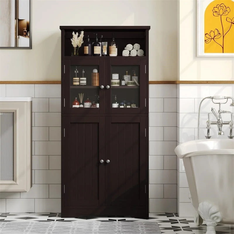 Armoire de rangement de salle de bain noire / blanche / marron / naturelle — Autonome, pour 1 personne