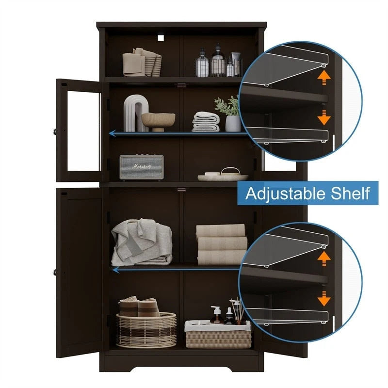 Armoire de rangement de salle de bain noire / blanche / marron / naturelle — Autonome, pour 1 personne