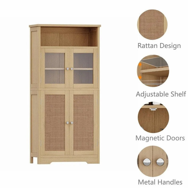 Armoire de rangement de salle de bain noire / blanche / marron / naturelle — Autonome, pour 1 personne