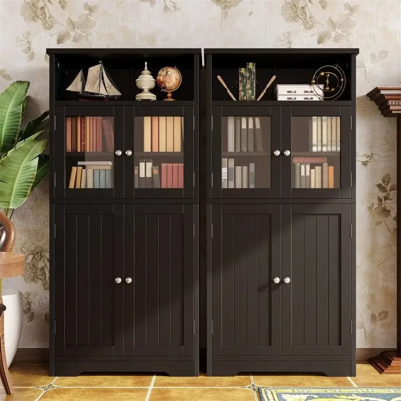 Armoire de rangement de salle de bain noire / blanche / marron / naturelle — Autonome, pour 1 personne