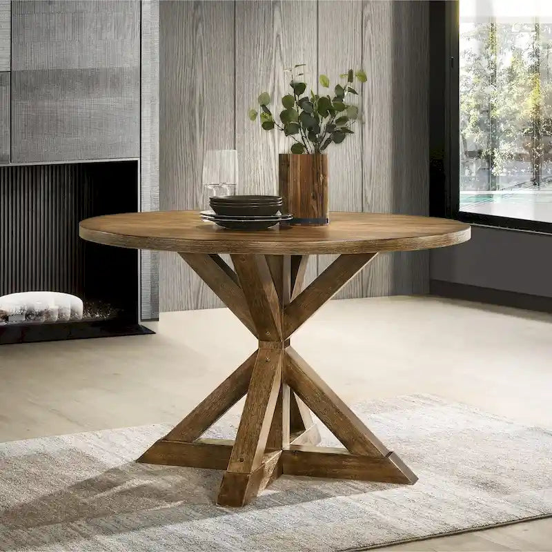Table à manger marron avec pieds croisés, 4 places