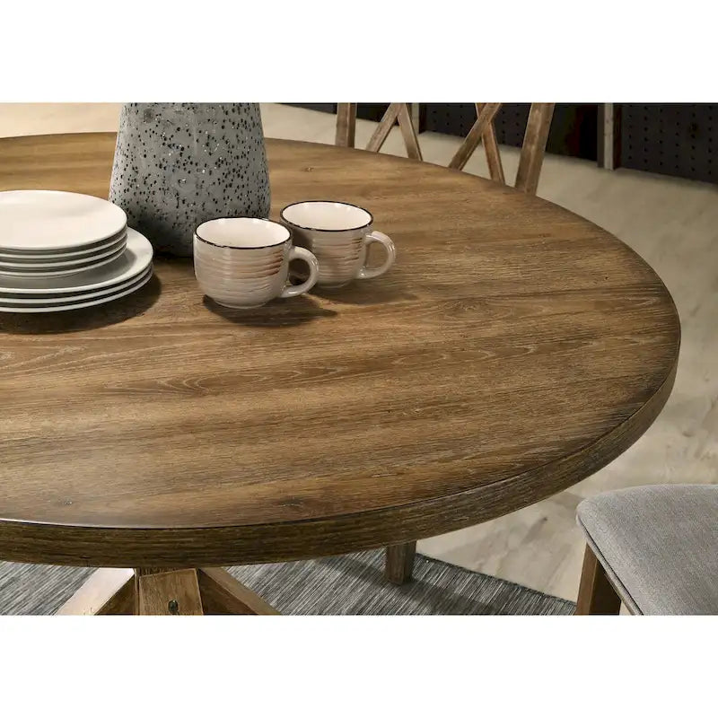Table à manger marron avec pieds croisés, 4 places