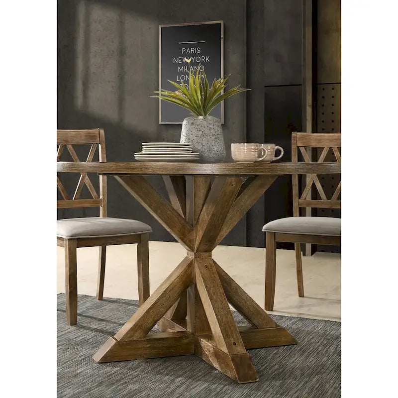 Table à manger marron avec pieds croisés, 4 places