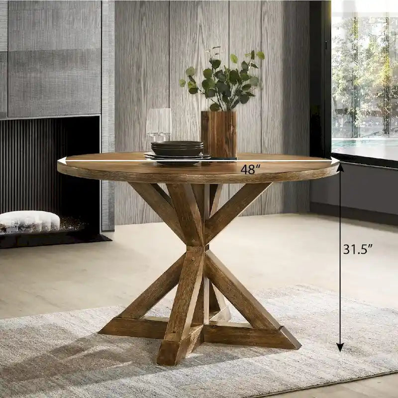 Table à manger marron avec pieds croisés, 4 places